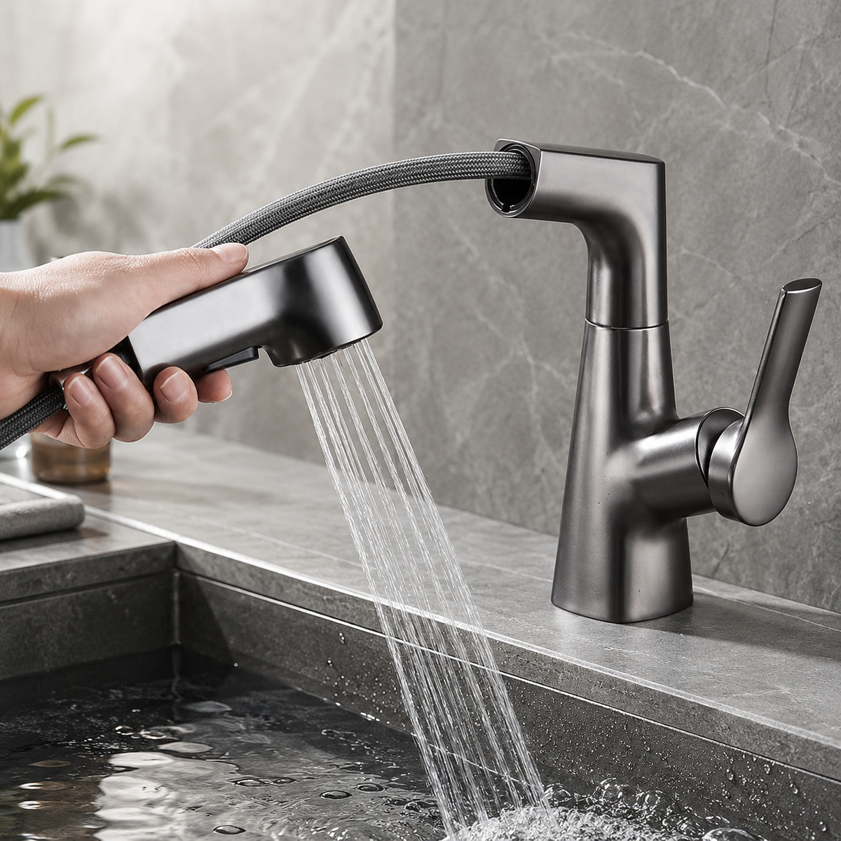 360° Rotating Pull-Out Bathroom Basin Faucet