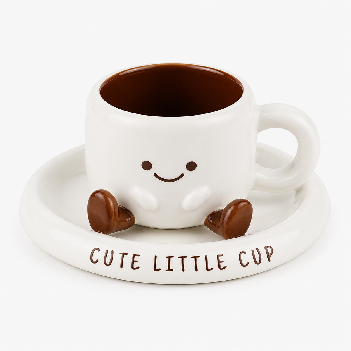 Hand-Painted Cartoon Ceramic Cup & Saucer Set