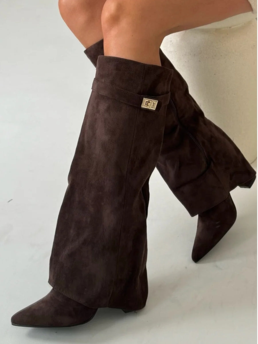 Luxe Suede Over-the-Knee Boots for Women - Brown