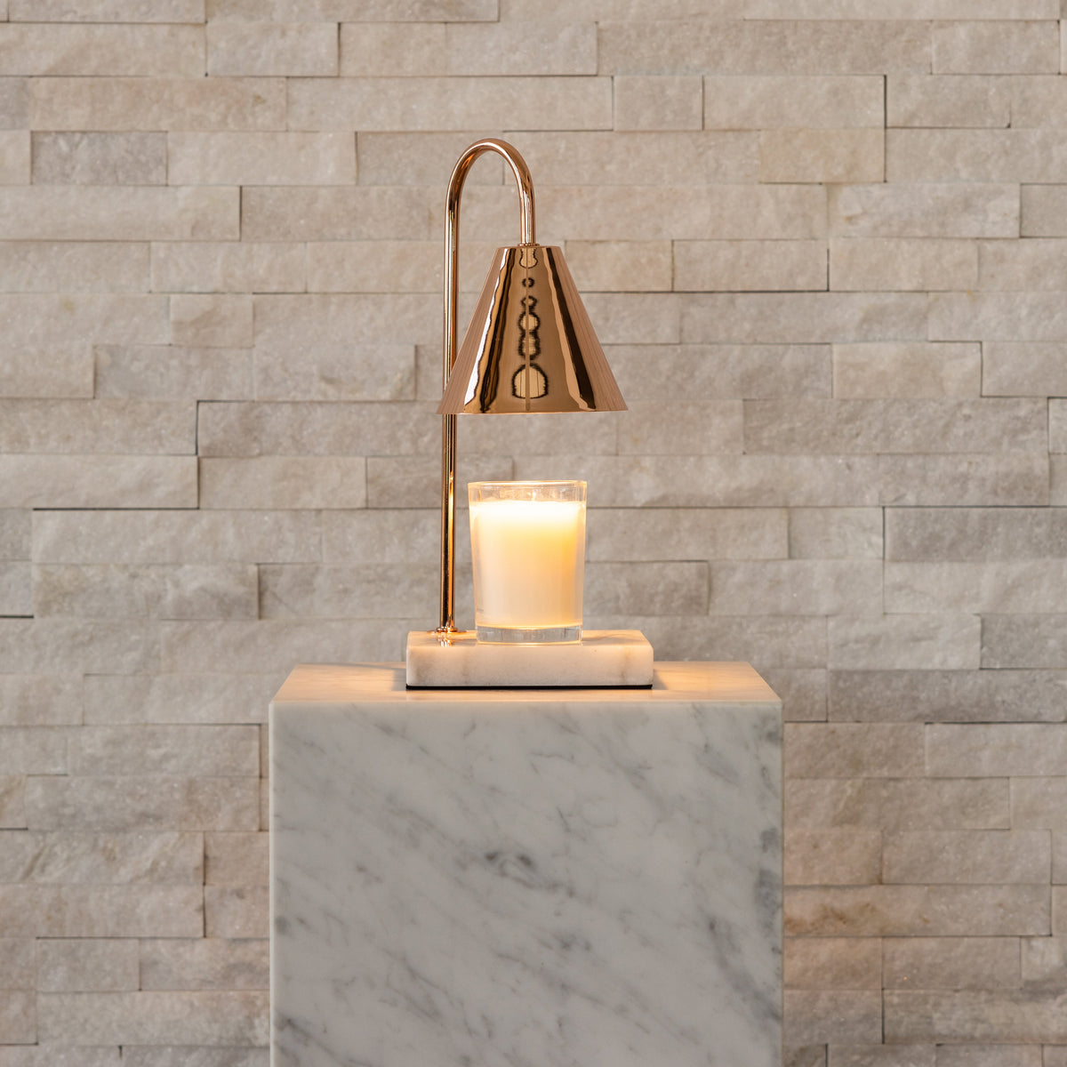 Marble Candle Warmer Lamp - Flameless Wax Melt Lamp with Timer