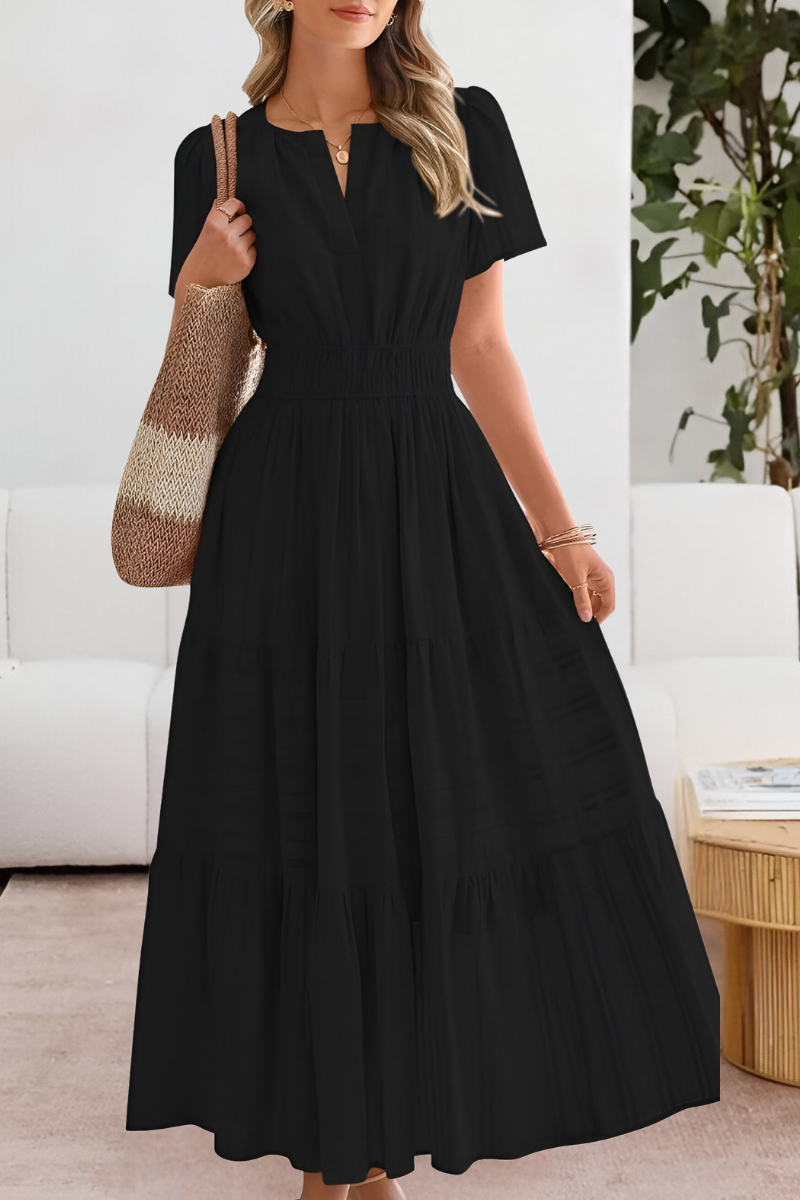 Women's Boho Short-Sleeve Midi Dress – Boho