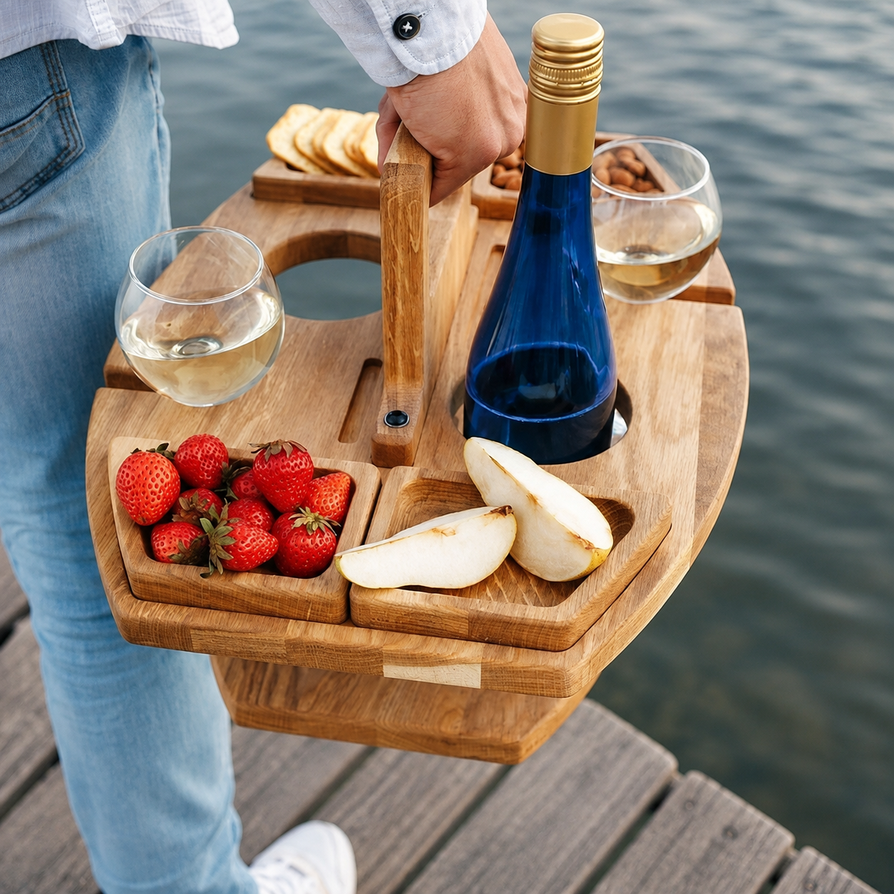 Portable Wooden Mini Table for Picnics