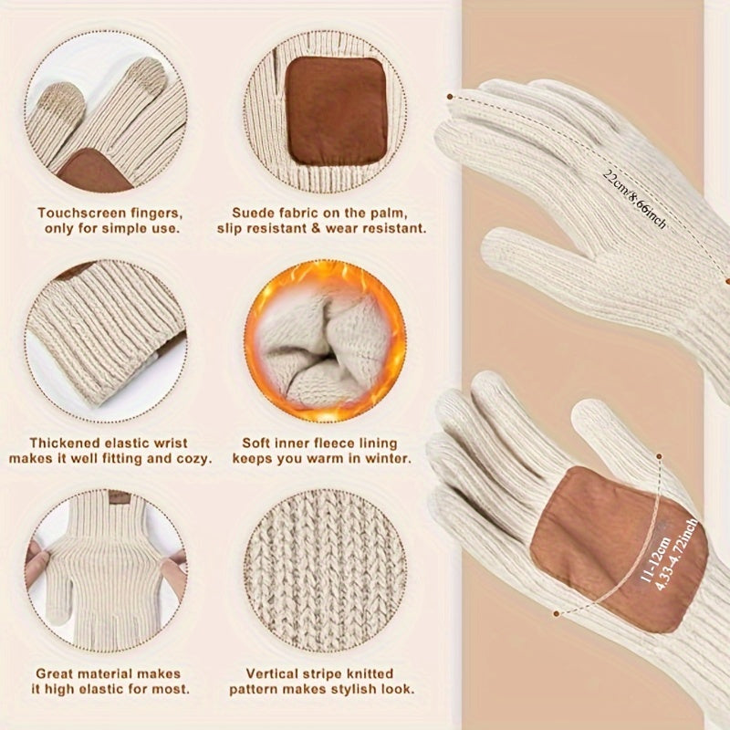 3-in-1 Winter Set - Knit Hat, Scarf, and Touchscreen Gloves