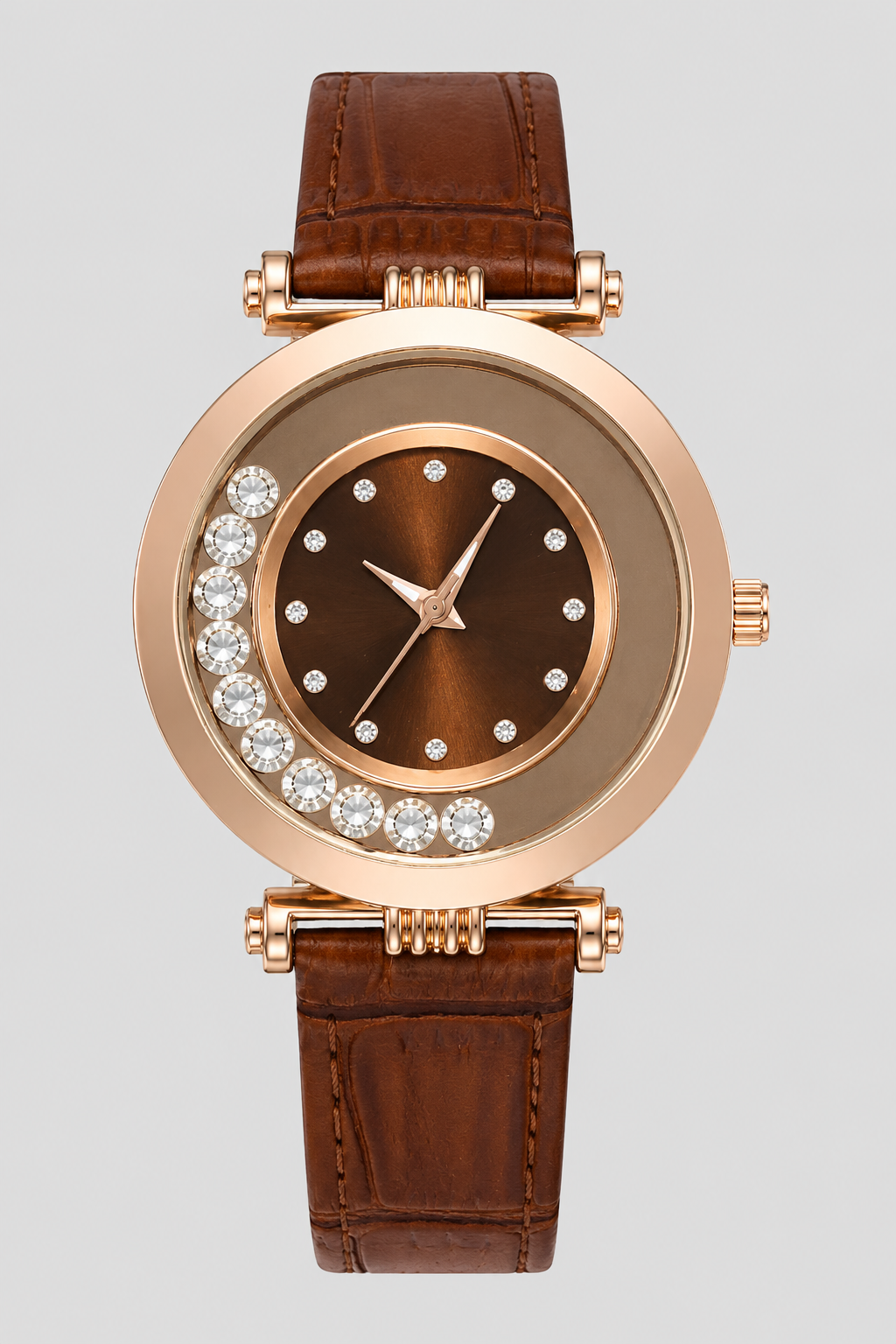 Elegant Floating Crystal Crescent Women's Watch