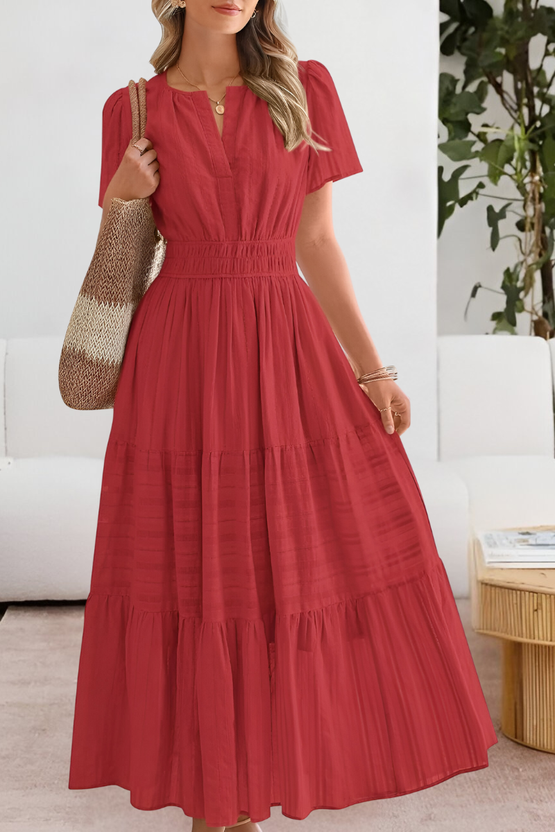 Women's Boho Short-Sleeve Midi Dress – Boho