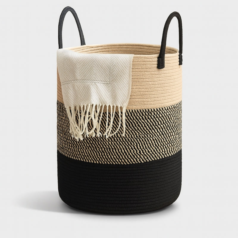 Large-Capacity Woven Cotton Laundry Basket