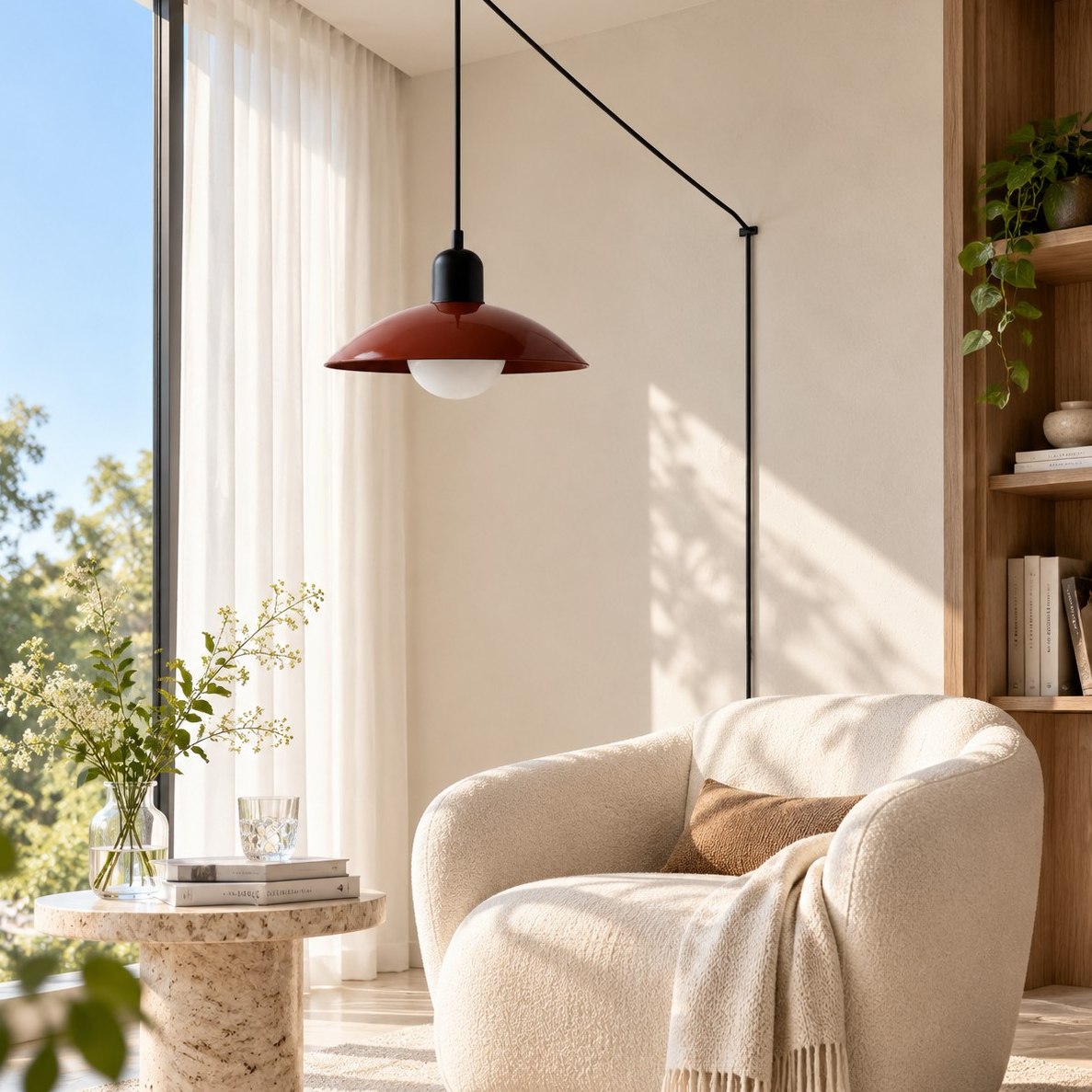Mid Century Bauhaus Plug-In Pendant Light