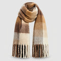 Women's Oversized Winter Scarf with Gradient Color and Fringe