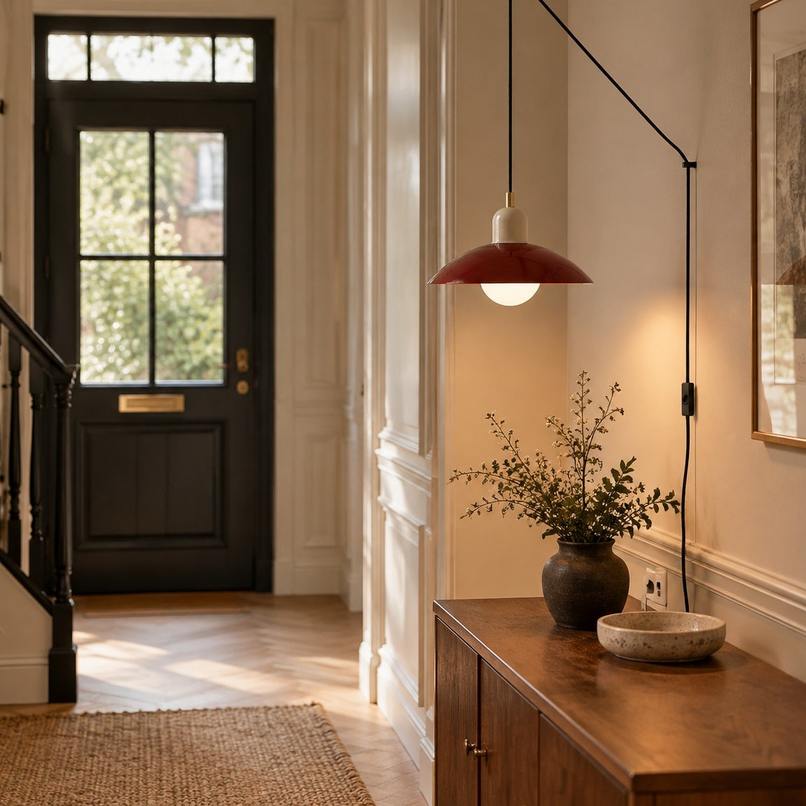 Mid Century Bauhaus Plug-In Pendant Light