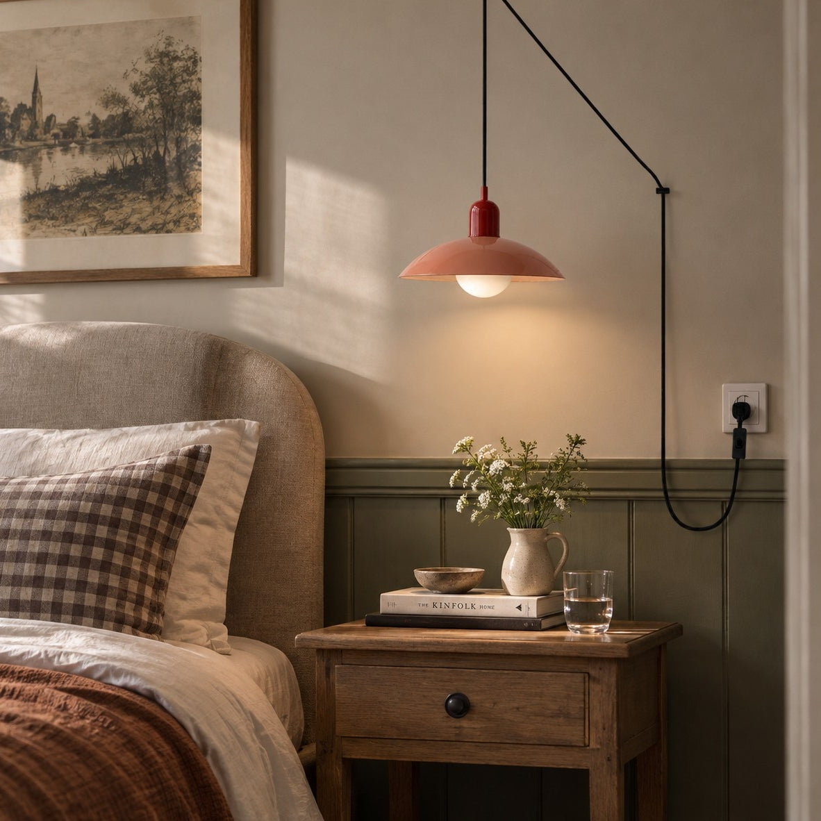Mid Century Bauhaus Plug-In Pendant Light