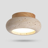 Havenwood - Travertine and Wood Ceiling Light