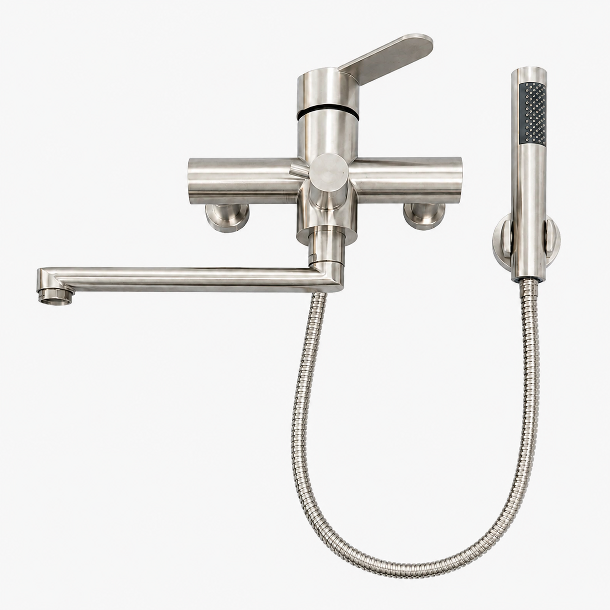 Wall-Mounted Kitchen Faucet with Hand Shower