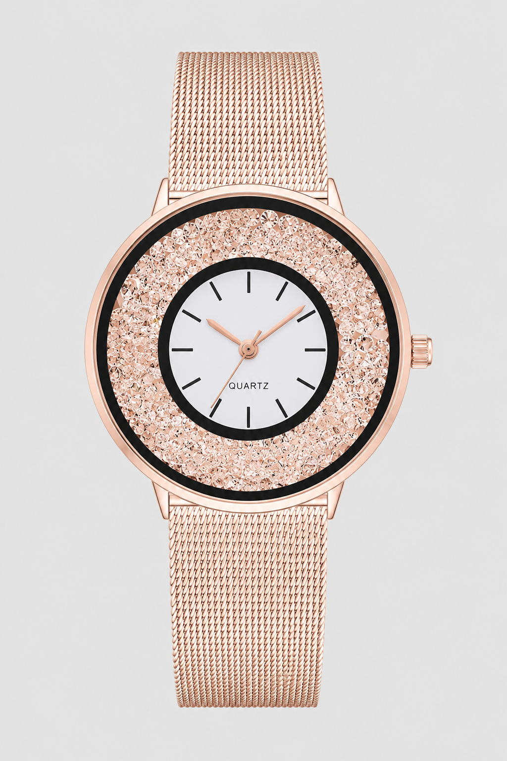 Elegant Floating Crystal Mesh Strap Women's Watch
