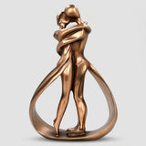Embracing Couple Sculpture - Bronze-Look Resin Home Decor Statue