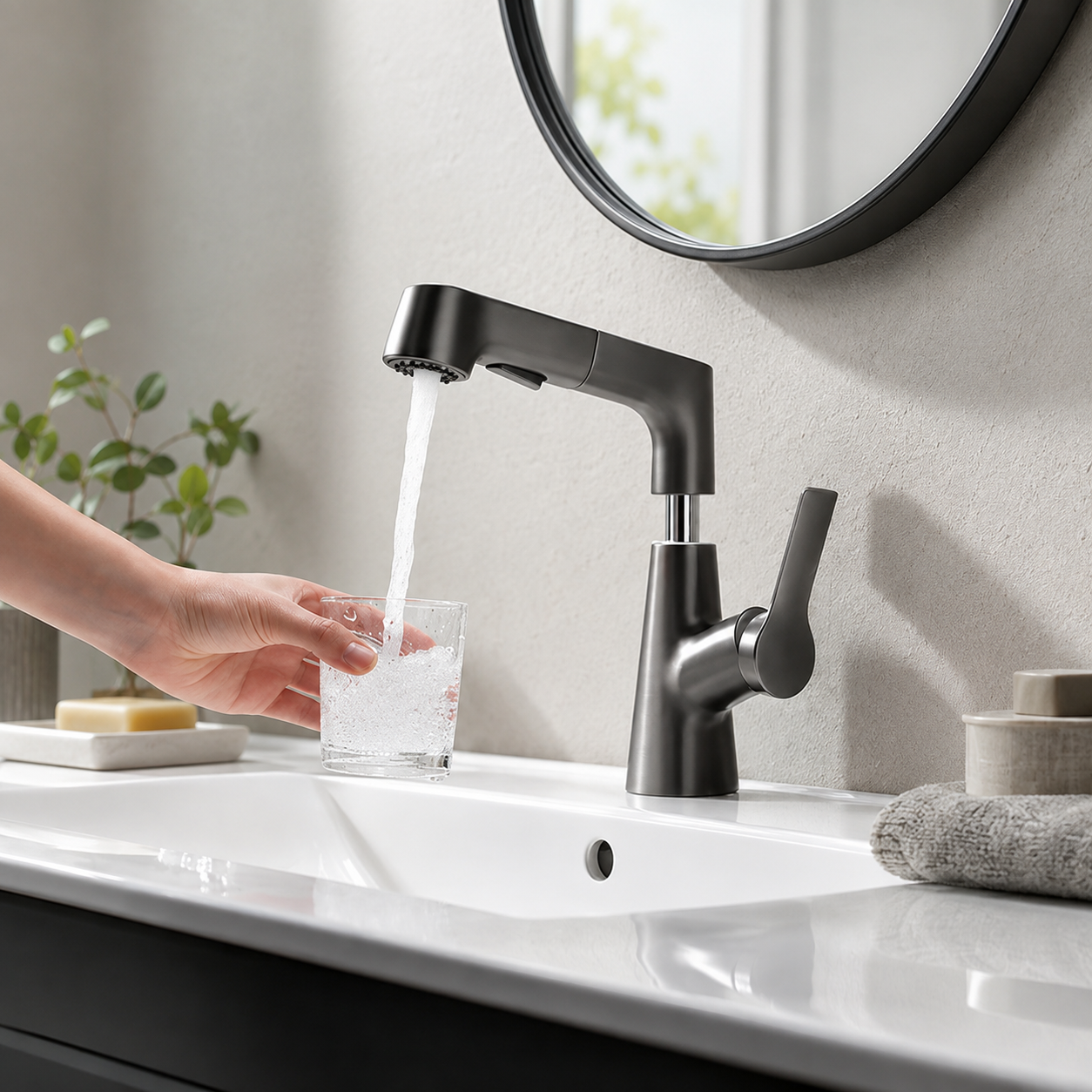 360° Rotating Pull-Out Bathroom Basin Faucet