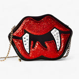 Gothic Shoulder Bag Funny Tooth Lip - Shiny Bag for Halloween