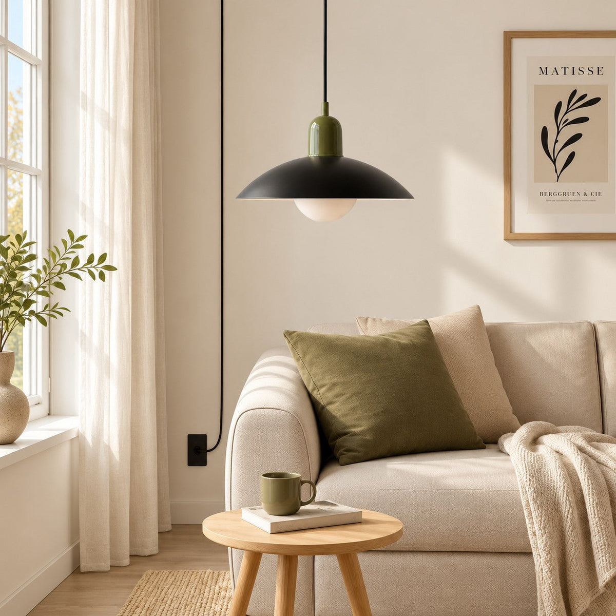 Mid Century Bauhaus Plug-In Pendant Light