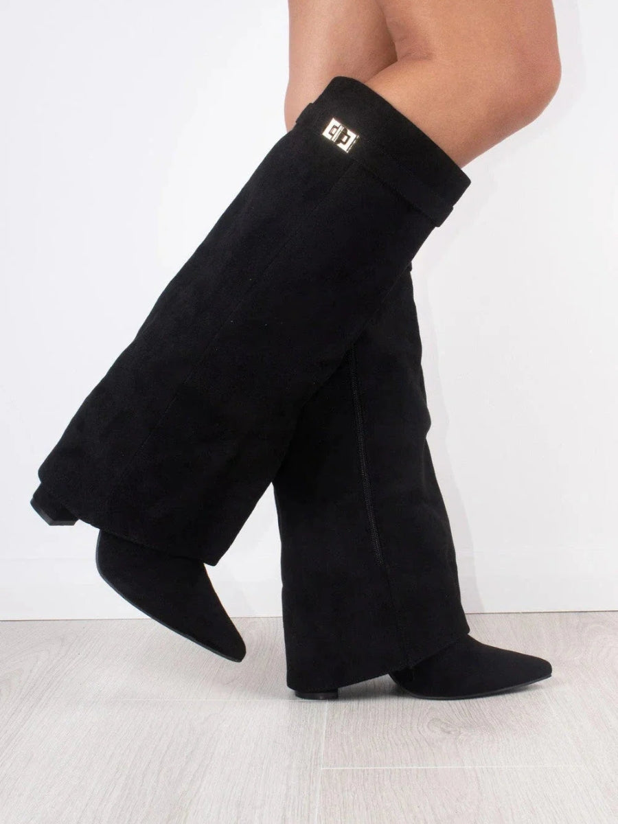 Luxe Suede Over-the-Knee Boots for Women - Black