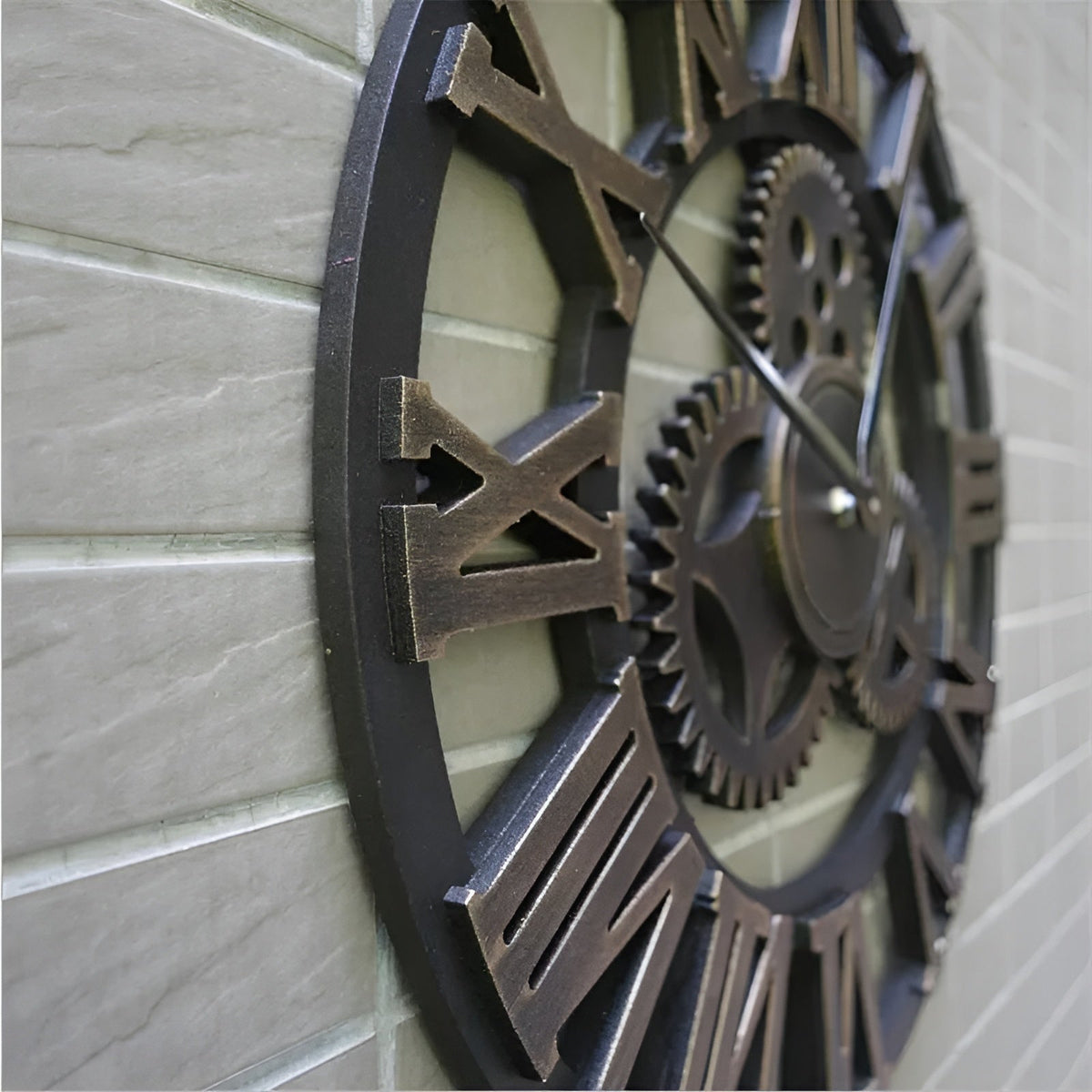 Industrial Wall Clock Gear Design for Living Room & Office