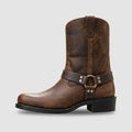 Men's Western Boots with Harness Strap and Metal Details