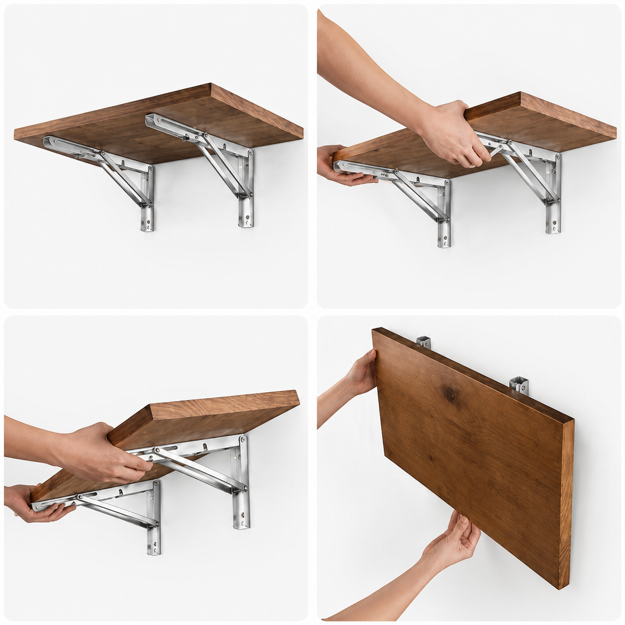Foldable Wall Shelf Brackets - Set of 2, Space-saving and Practical