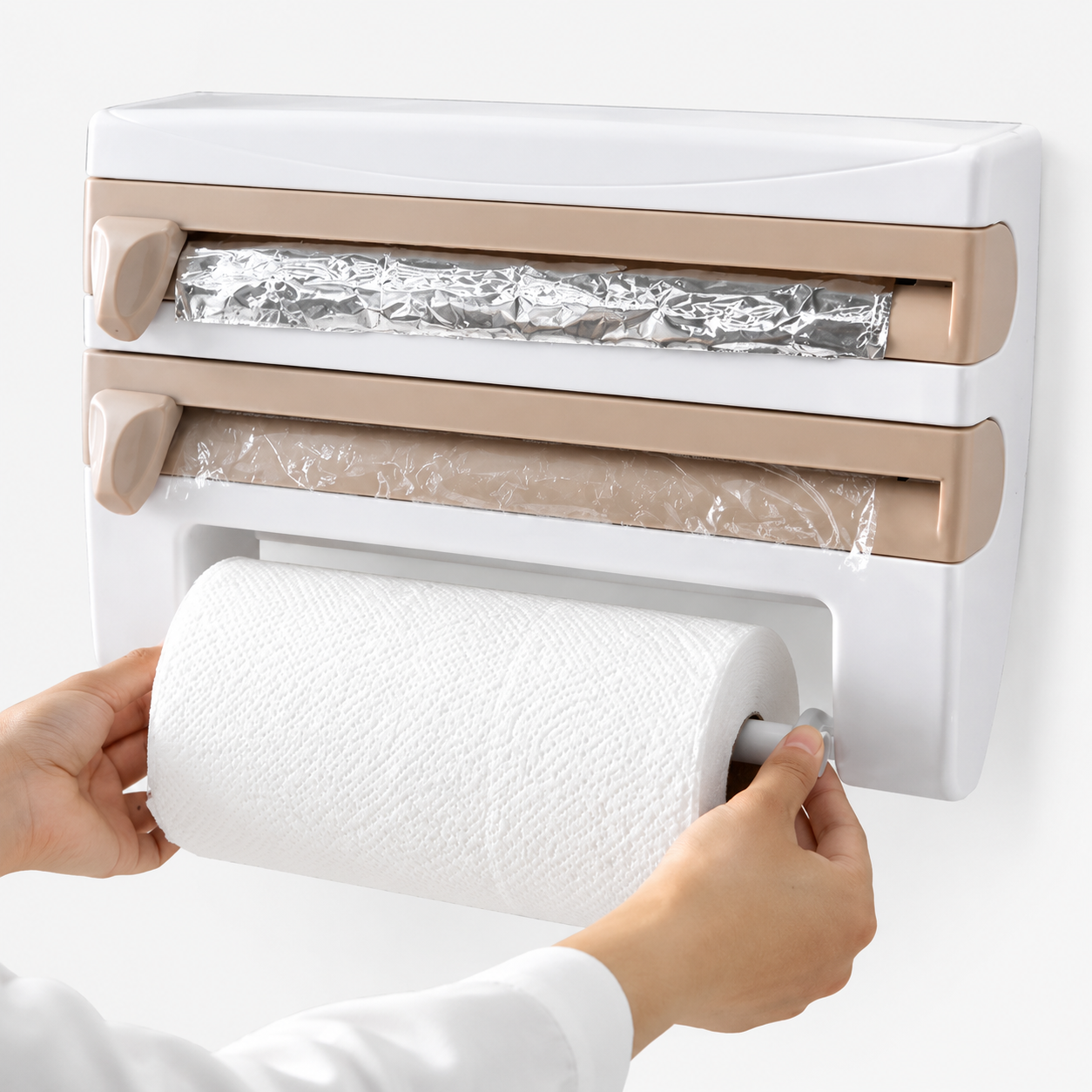 4-in-1 Wall-Mounted Kitchen Wrap Dispenser &amp; Towel Holder