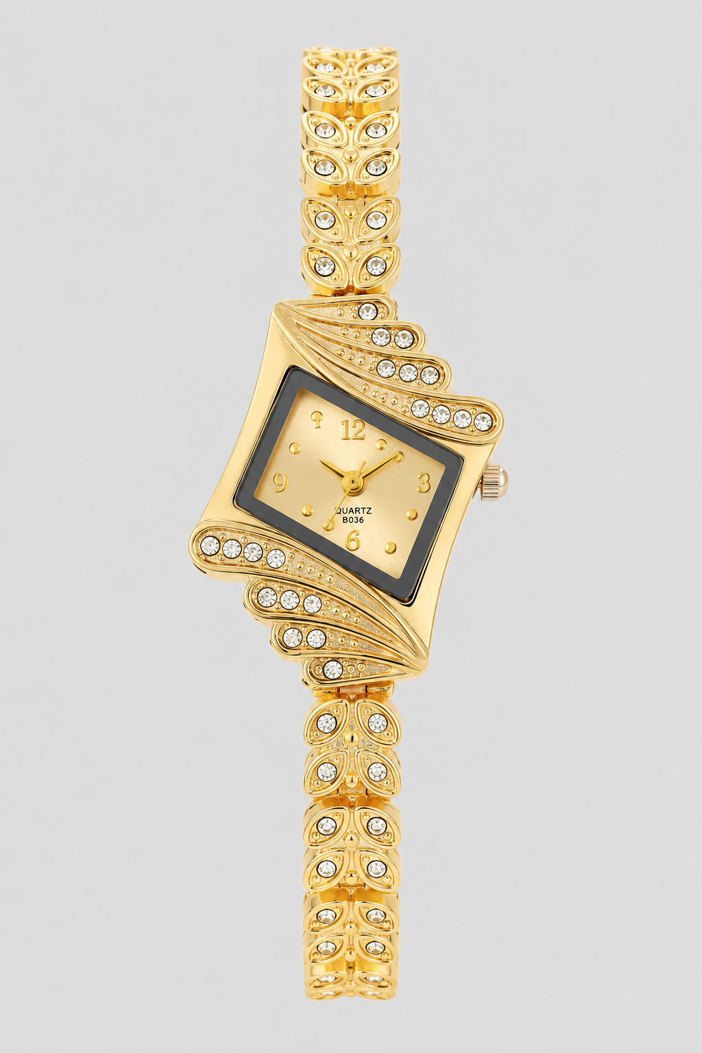Elegant Asymmetric Wing Crystal Women's Bracelet Watch
