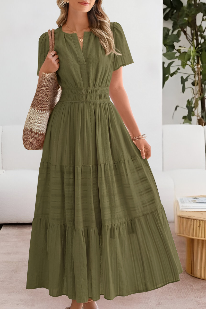 Women's Boho Short-Sleeve Midi Dress – Boho
