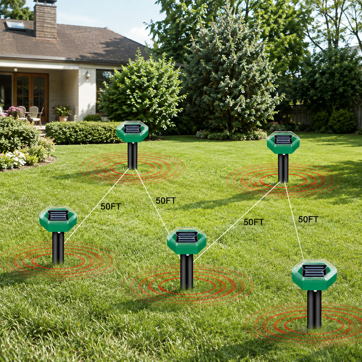 Solar-Powered Ultrasonic Mole & Pest Repeller Spikes (4-Pack)