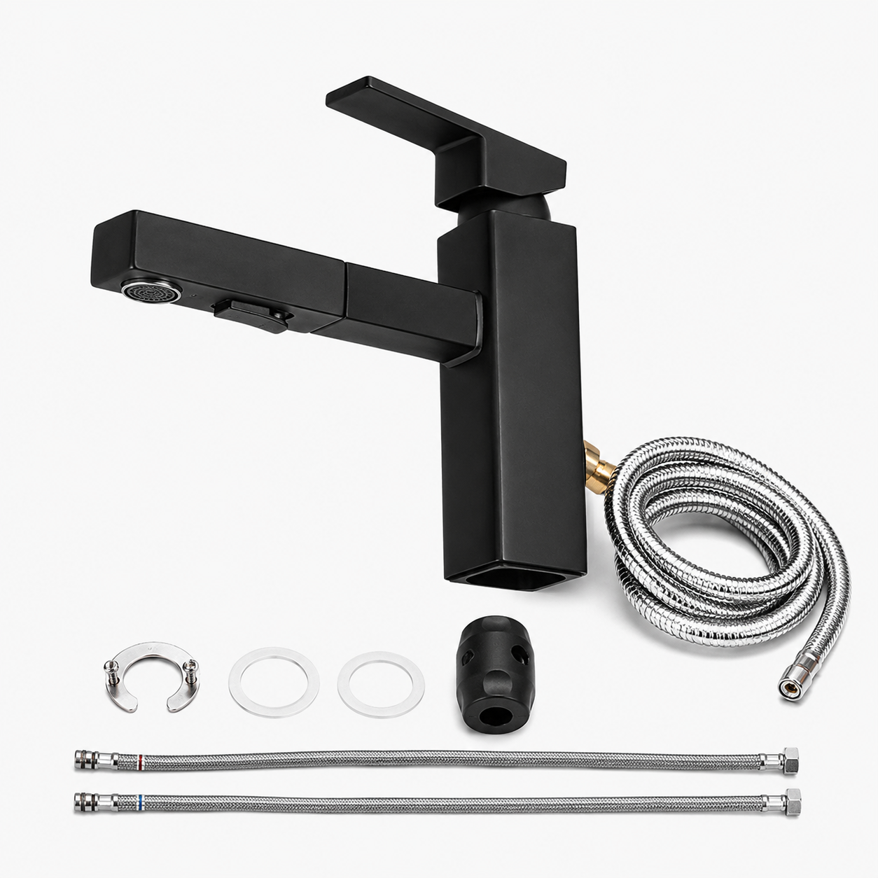 Pull-Out Single-Lever Bathroom Basin Faucet