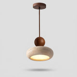 Tindara - Natural Travertine and Wood Pendant Light