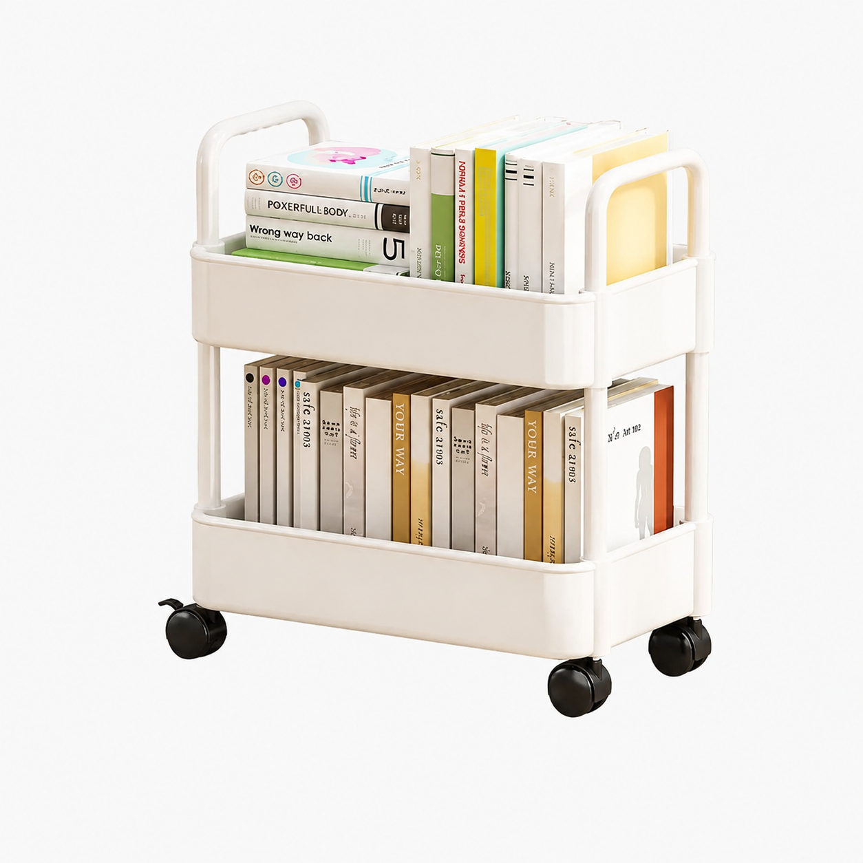 Mobile Bookshelf Cart with Wheels - Book Storage and Organization