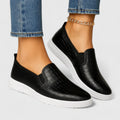 Women’s Black Croc-Embossed Slip-On Loafers