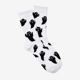 Halloween Socks with Ghost Print - Black & White - Unisex