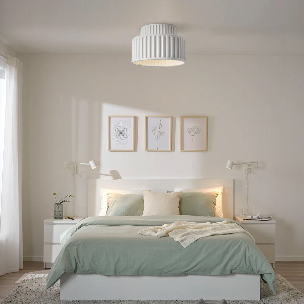 Ribbed Ceiling Lamp - Two-Tier Drum Design