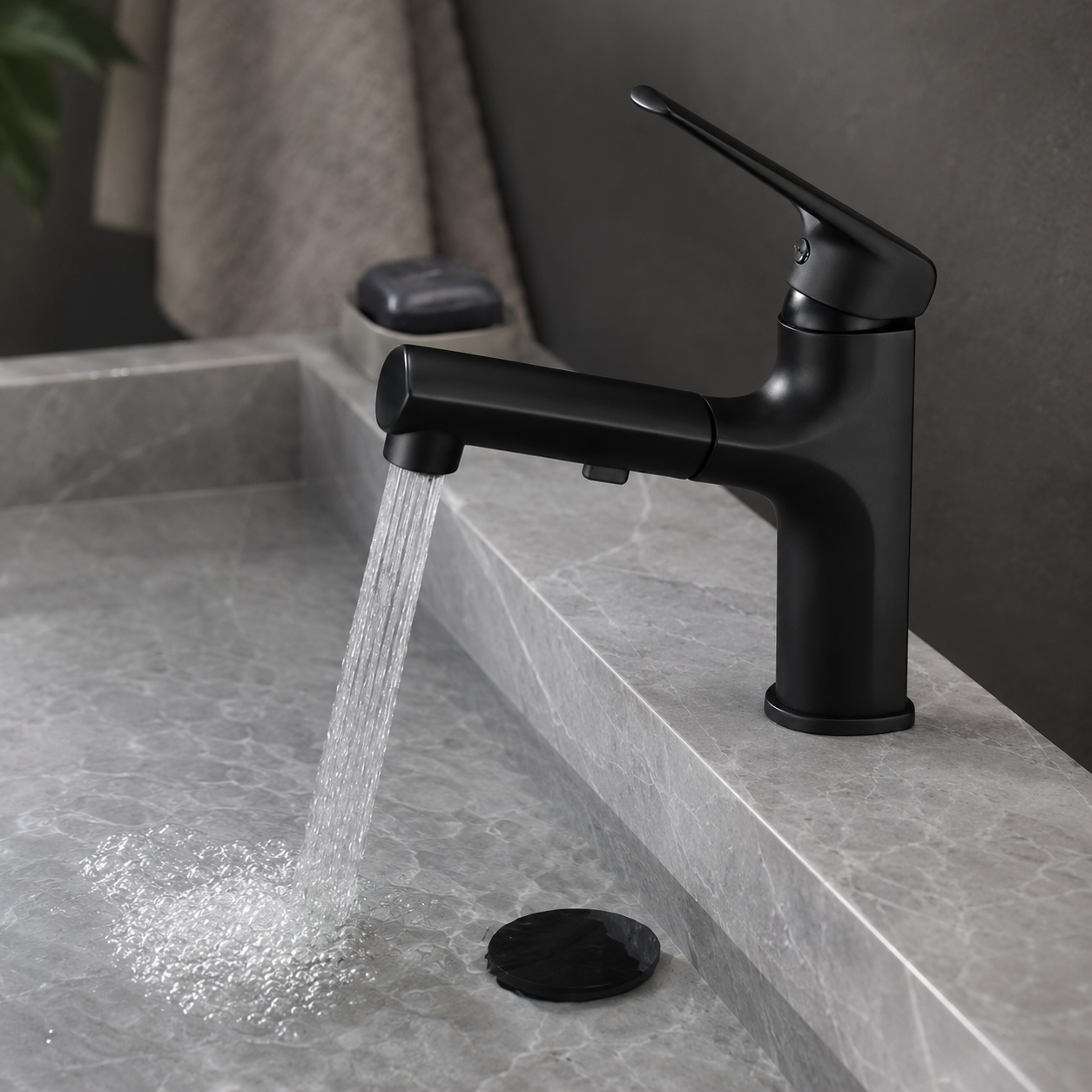 Pull-Out Single-Lever Bathroom Basin Faucet