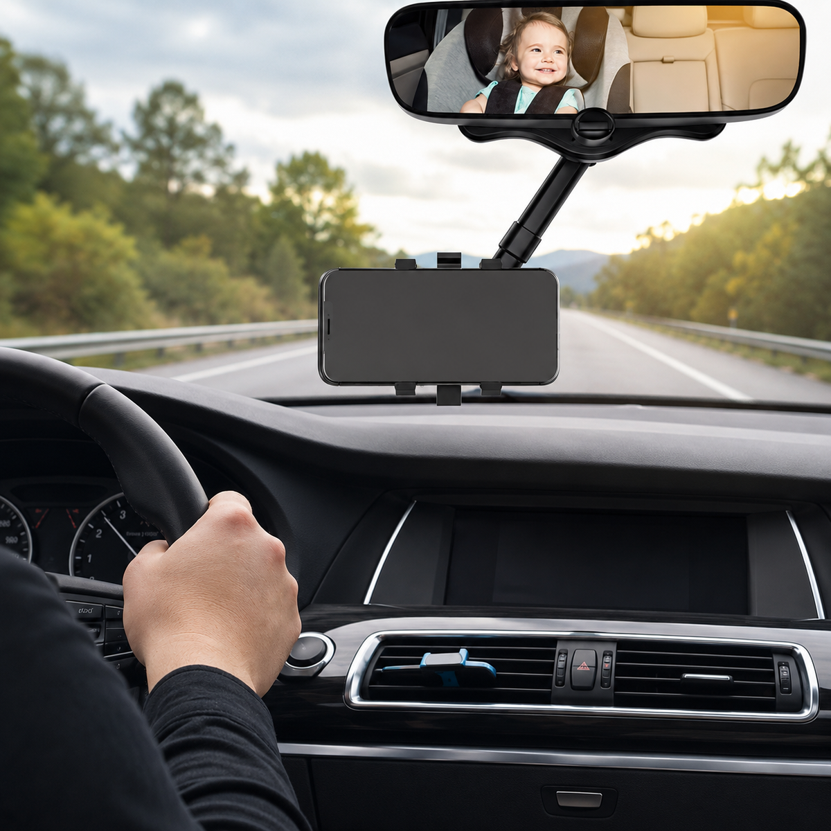Universal Rearview Mirror Hands-Free Phone Holder