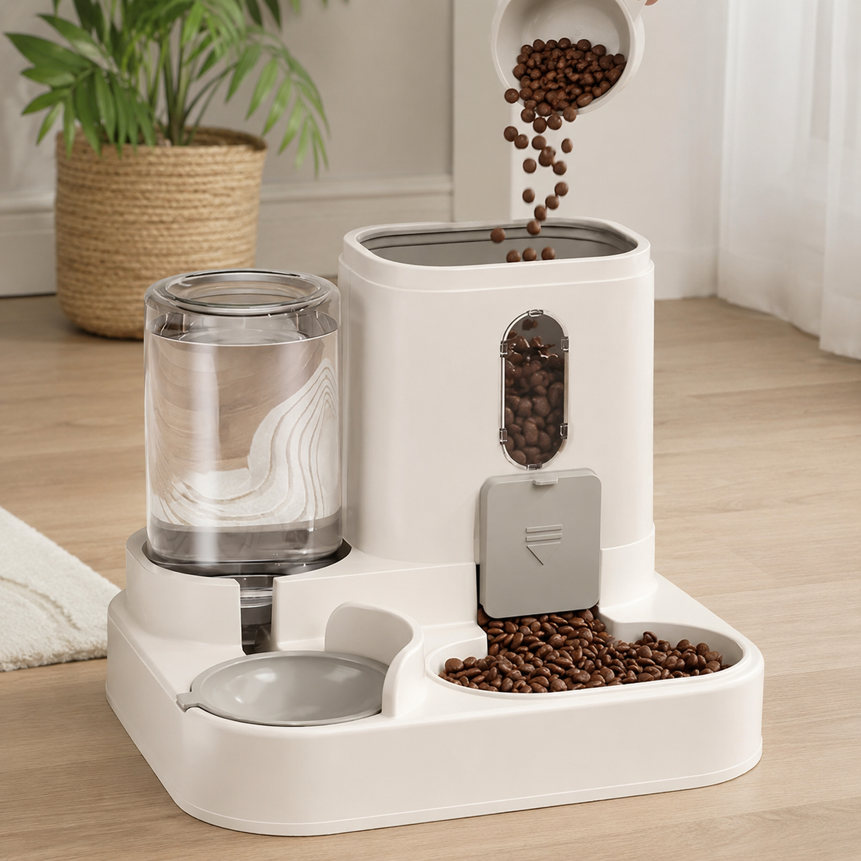 2 in 1  Automatic Food & Water Dispenser for Dogs and Cats