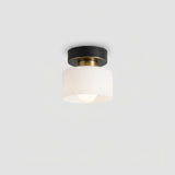 Bauhaus Geometric Alabaster Semi-Flush Ceiling Light Drum