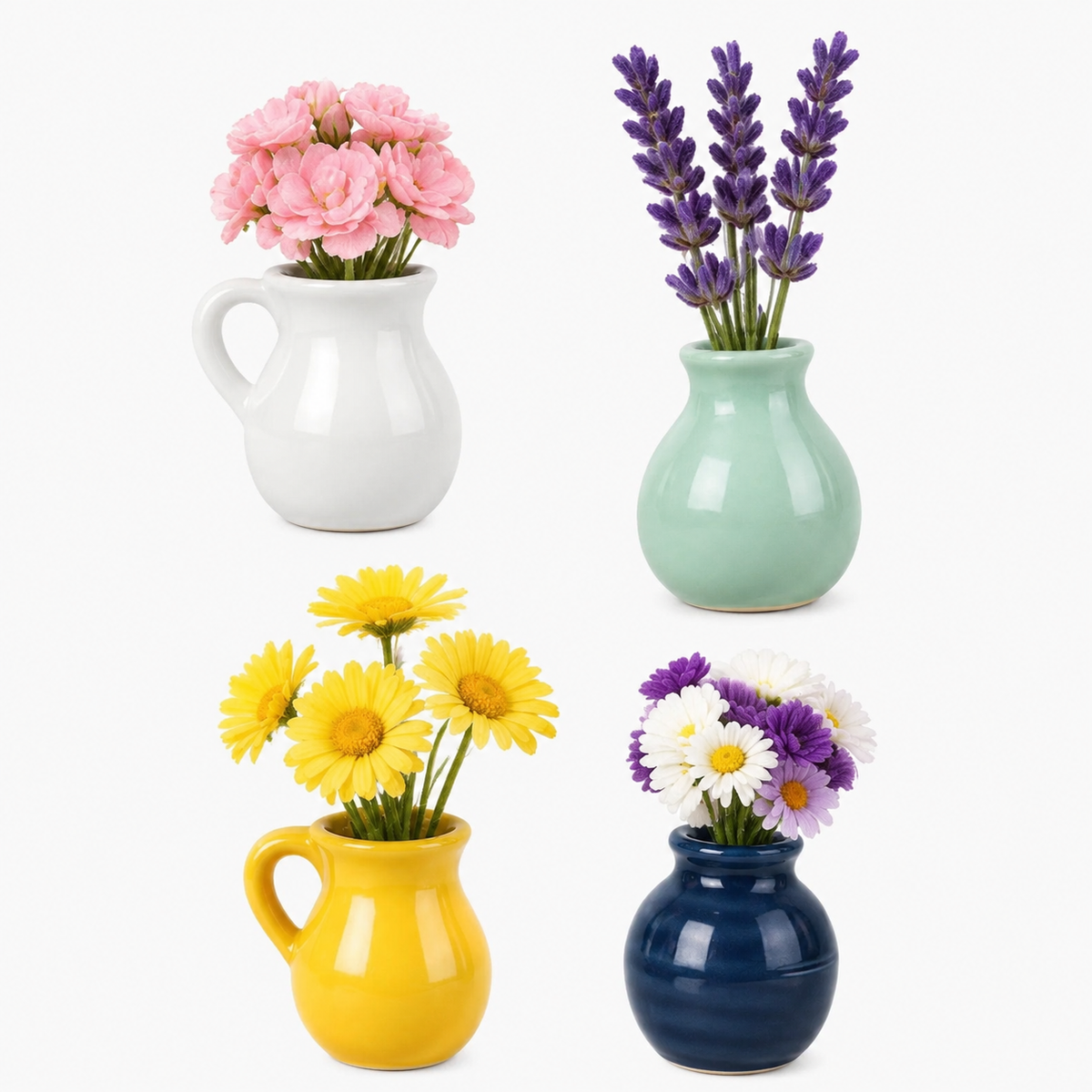 Mini Magnetic Ceramic Vases Fridge Magnets (12 Pieces)
