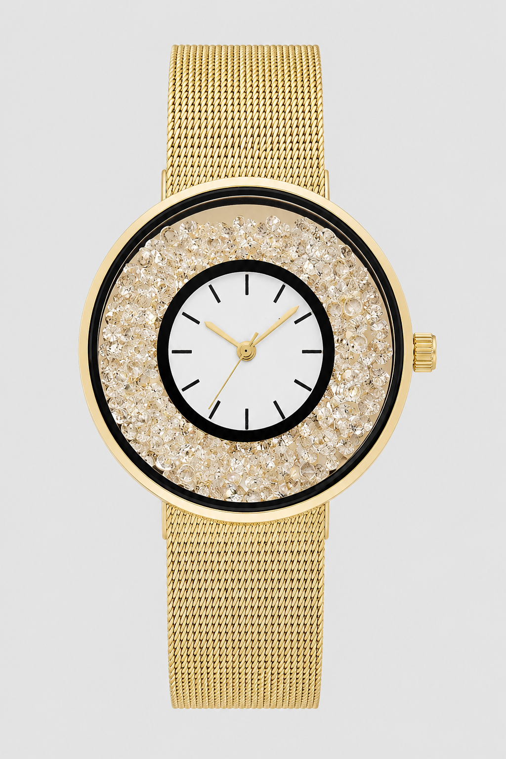 Elegant Floating Crystal Mesh Strap Women's Watch