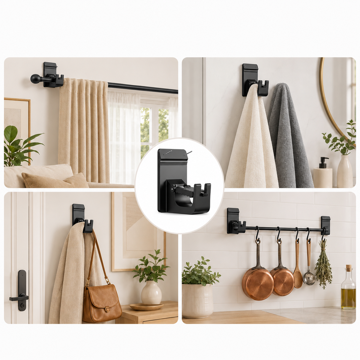 No-Drill Curtain Rod Brackets (Pair)