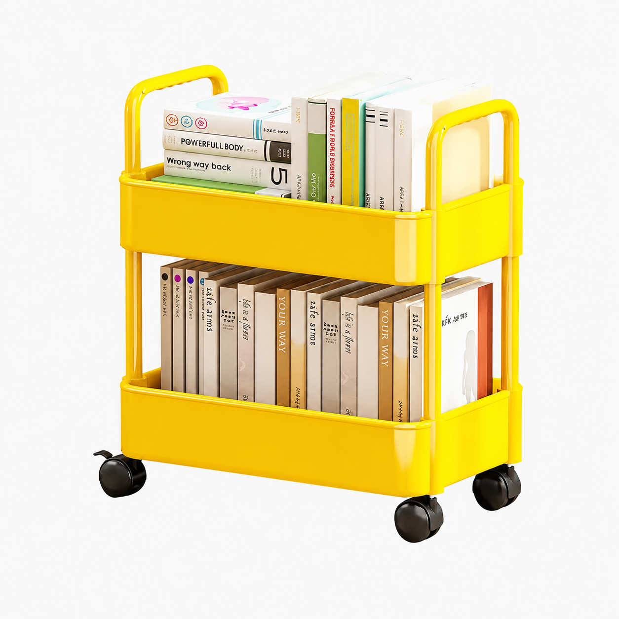 Mobile Bookshelf Cart with Wheels - Book Storage and Organization