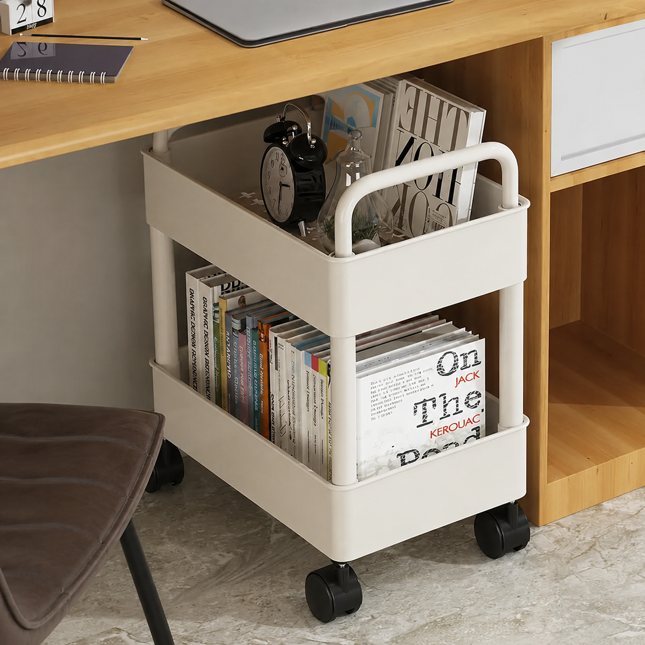 Mobile Bookshelf Cart with Wheels - Book Storage and Organization