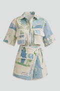 To-delt sæt til kvinder med patchwork top og justerbare shorts