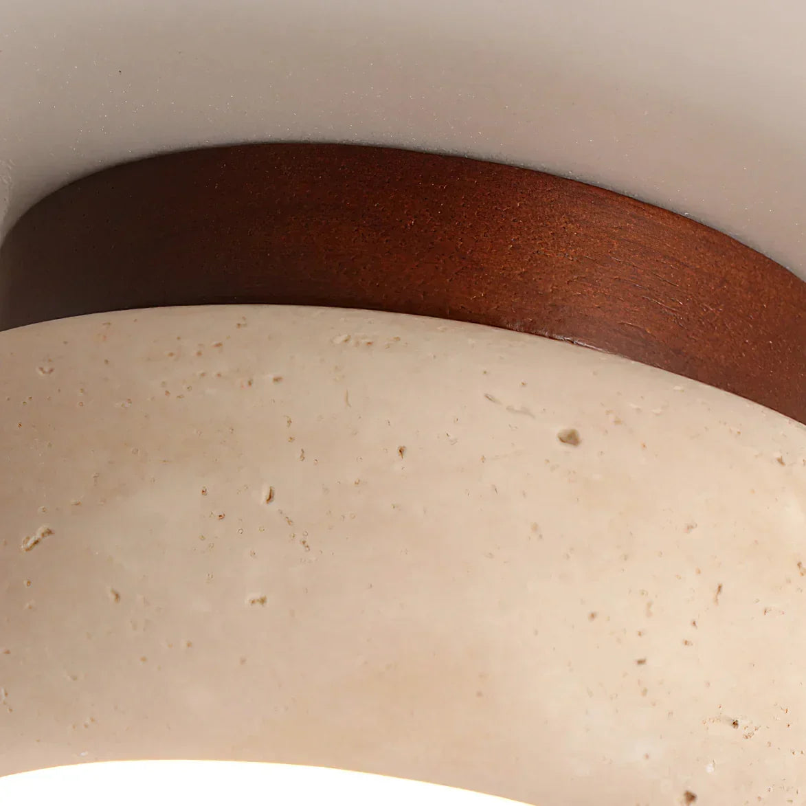 Havenwood - Travertine and Wood Ceiling Light