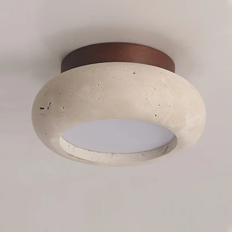 Havenwood - Travertine and Wood Ceiling Light