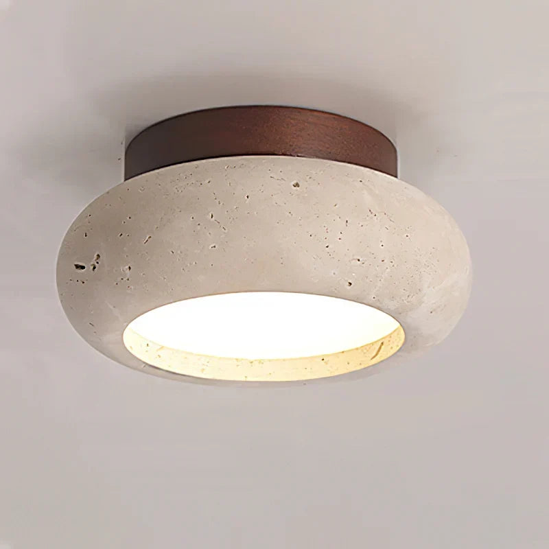 Havenwood - Travertine and Wood Ceiling Light