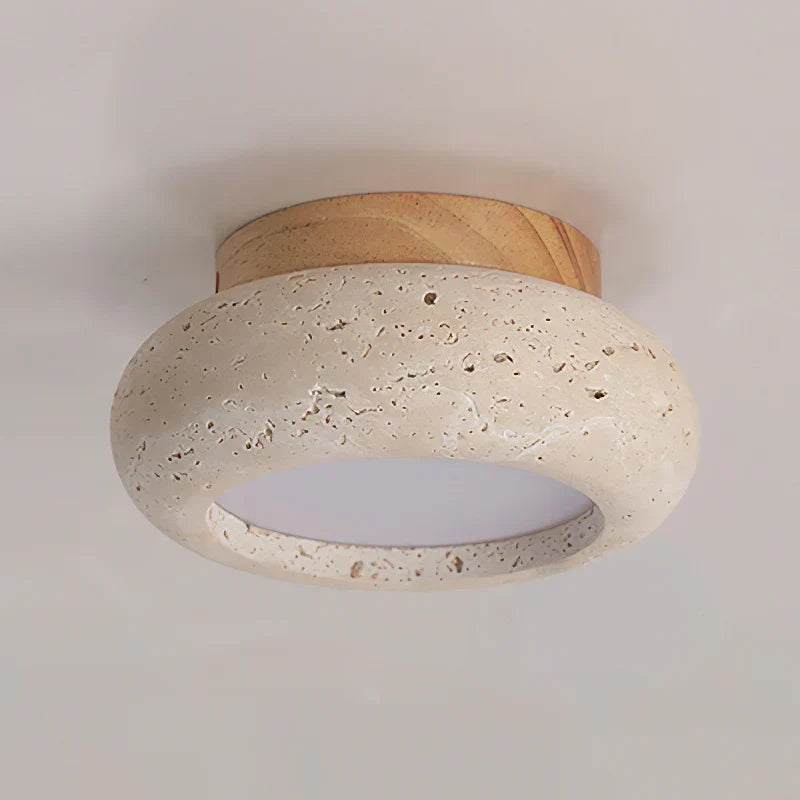 Havenwood - Travertine and Wood Ceiling Light