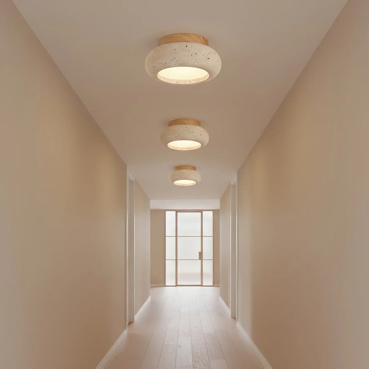 Havenwood - Travertine and Wood Ceiling Light